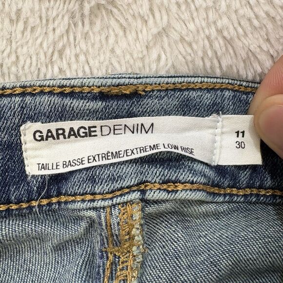 Garage Denim Extreme Low Rise Flare Jeans Womens 11 30 Iris Blue Denim Casual - Picture 3 of 9